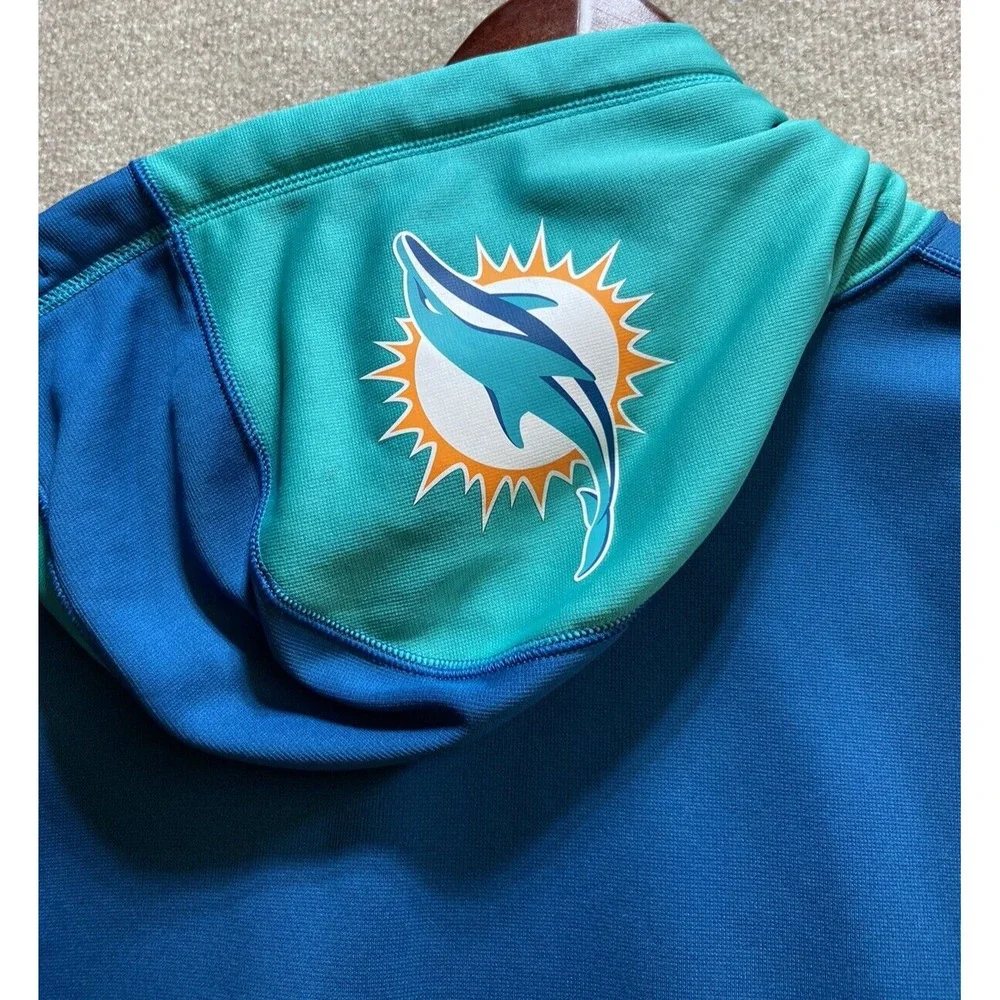 Nike Miami Dolphins Hoodie Mens 2XL Blue Green NFL Apparel Therma-Fit Zip Up